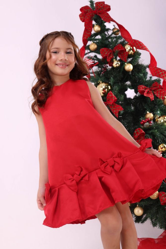 VESTIDO REGATA TRAPÉZIO LAÇO TRIPLO AMARRAÇÃO MENINA LUI BAMBINI