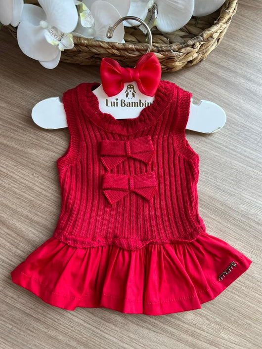 BLUSA REGATA TRICÔ LAÇOS MENINA MOMI