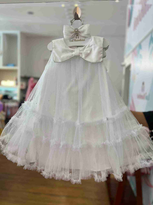 VESTIDO REGATA GOLA LAÇO STRASS TULE GLITTER MENINA PETIT CHERIE