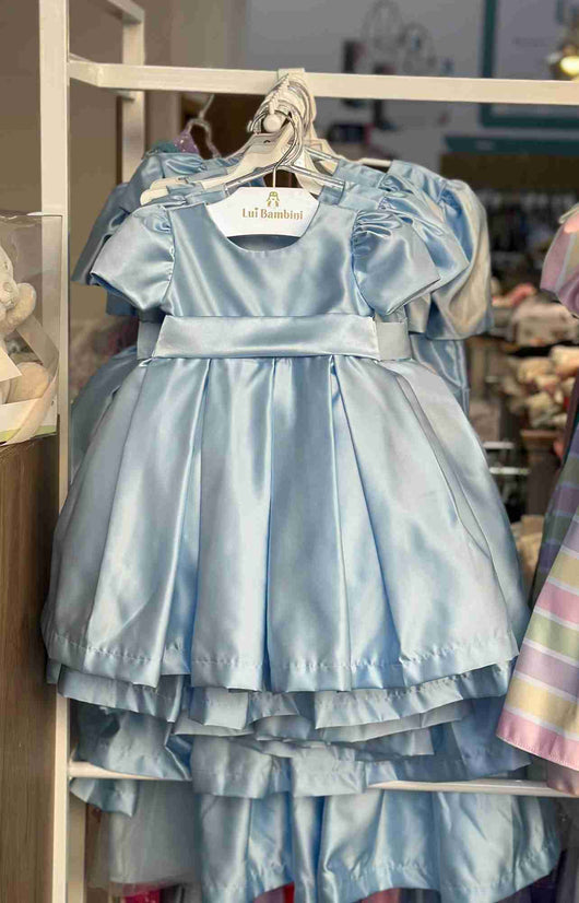 VESTIDO FESTA MANGA CURTA AZUL MENINA KOPELA