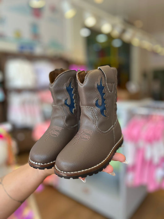 BOTA TEXANA WESTERN COM ZÍPER LATERAL E SOLADO EMBORRACHADO MENINO XUA XUA