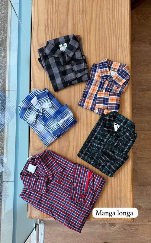 CAMISA MANGA LONGA XADREZ QUADRICULADA BOTÕES UNISSEX LUI BAMBINI