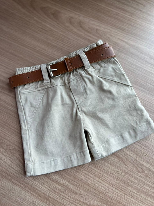 BERMUDA BOLSOS FAKE CINTO COURO MENINO LUI BAMBINI