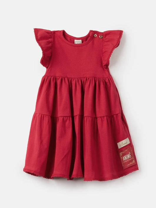 VESTIDO MARIAS MANGA CURTA E BARRA RENDADA MENINA ANIME PRO50