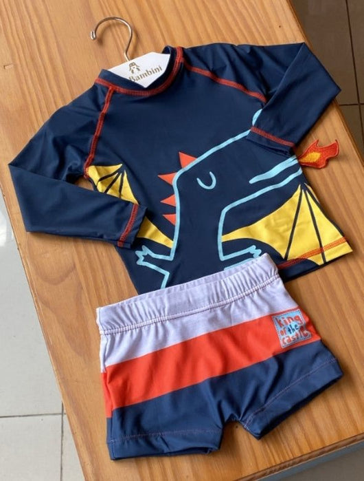 CONJUNTO BLUSA MANGA LONGA E SUNGA BOXER DRAGÃO UV50+ MENINO TIP TOP PRO35