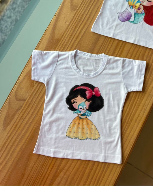 BLUSA MANGA CURTA EM MALHA MENINA LAÇO COM PASSARINHO E STRASS MENINA LUI BAMBINI
