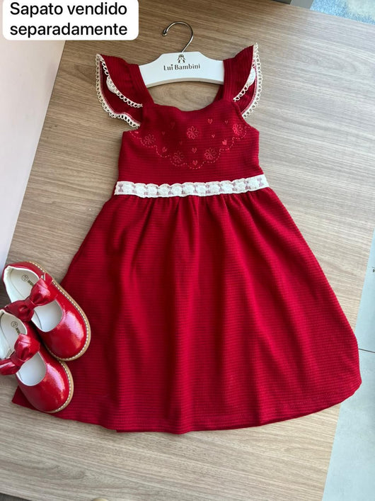VESTIDO REGATA BABADO BORDADO NATAL MENINA ANGERÔ