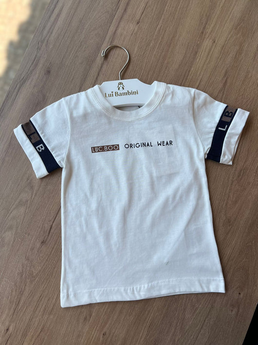 CAMISETA MANGA CURTA GOLA REDONDA COM MANGA EM PIQUET ORIGINAL WEAR MENINO LUC BOO