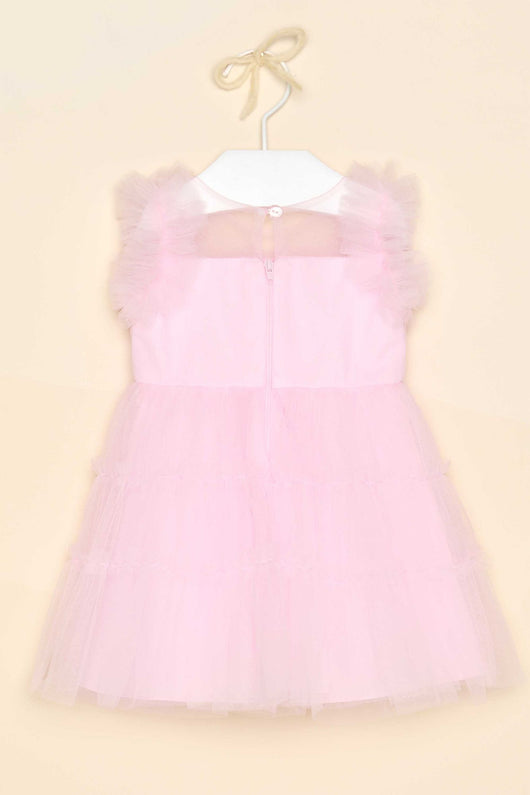 VESTIDO MANGA CURTA TULE LAÇO ZÍPER SQUAD MENINA PETIT CHERIE
