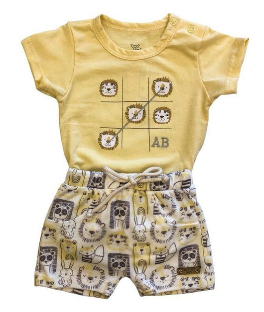 CONJUNTO BODY MANGA CURTA BERMUDA LEAO MENINO ANJOS BABY 45PRO60