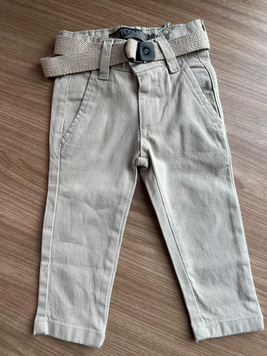CALÇA SARJA BOLSO COM CINTO AJUSTE INTERNO MENINO TOM ERY