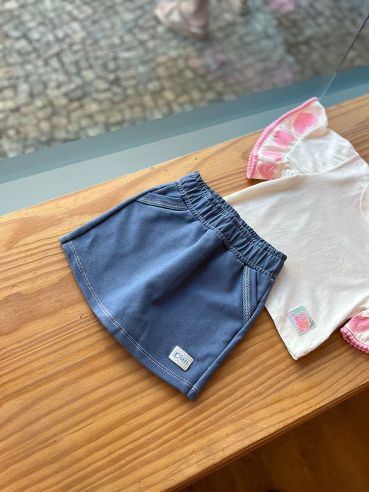 SHORT SAIA JEANS COM BOLSOS E ONDAS MENINA CINTI