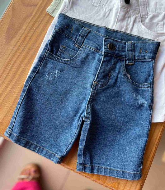 BERMUDA JEANS COM AJUSTE INTERNO BOLSOS E DESFIADOS MENINO LUI BAMBINI