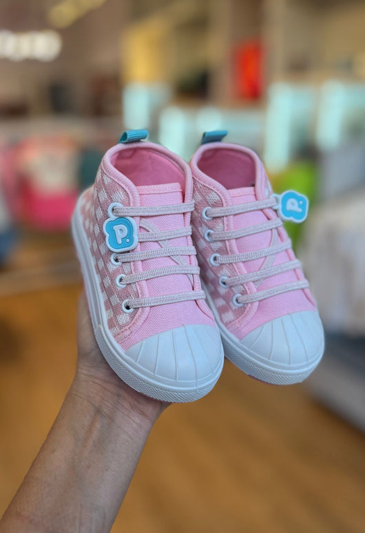 TÊNIS STAR KIDS XADREZ CANO ALTO COM CADARÇO ELÁSTICO MENINA PIMPOLHO