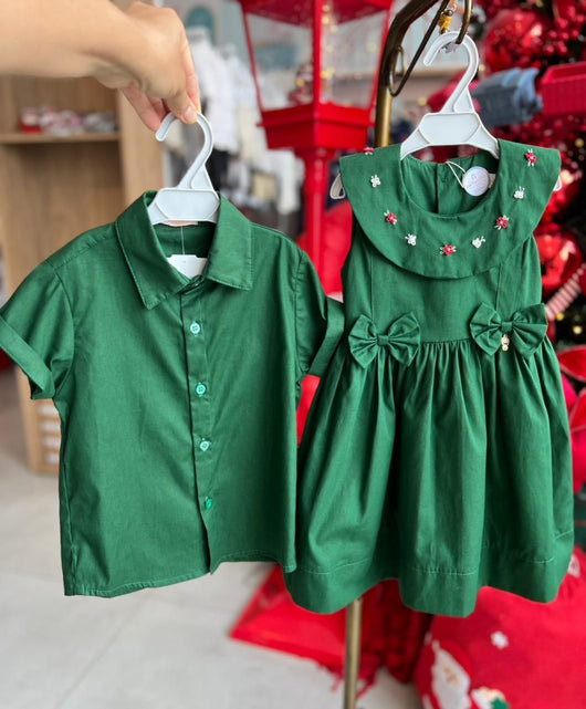 VESTIDO REGATA NATAL GOLA BORDADA LAÇOS MENINA LUI BAMBINI