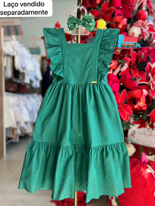VESTIDO REGATA BABADO NATAL MENINA MON BELL