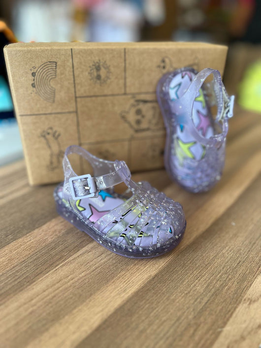 SANDÁLIA MINI MELISSA POSSESS LILÁS COM GLITTER COM VELCRO MENINA MELISSA