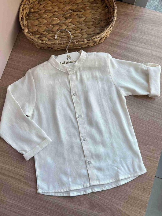 CAMISA MANGA LONGA BATA BOTÕES GOLA PADRE MENINO BÁRBARA KIDS