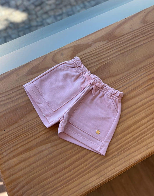 SHORT MOLETOM COM BOLSO LAÇO E PINGENTE STRASS MENINA MILON