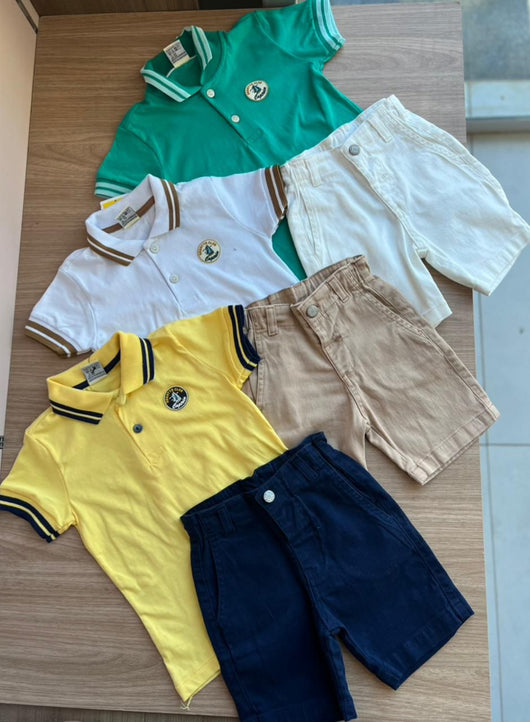 CONJUNTO MANGA CURTA REGATTA CLUB CAPTAIN POLO E BERMUDA MENINO HAVE FUN