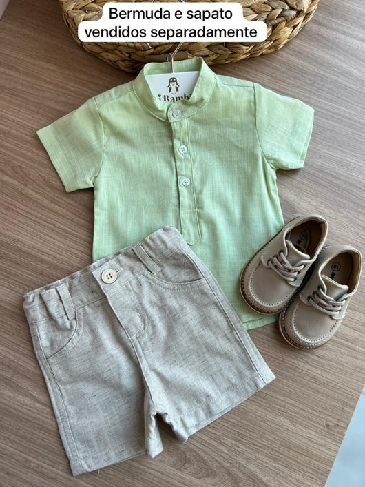 CAMISETA MANGA CURTA GOLA PADRE BOTÕES MENINO BARBARA KIDS