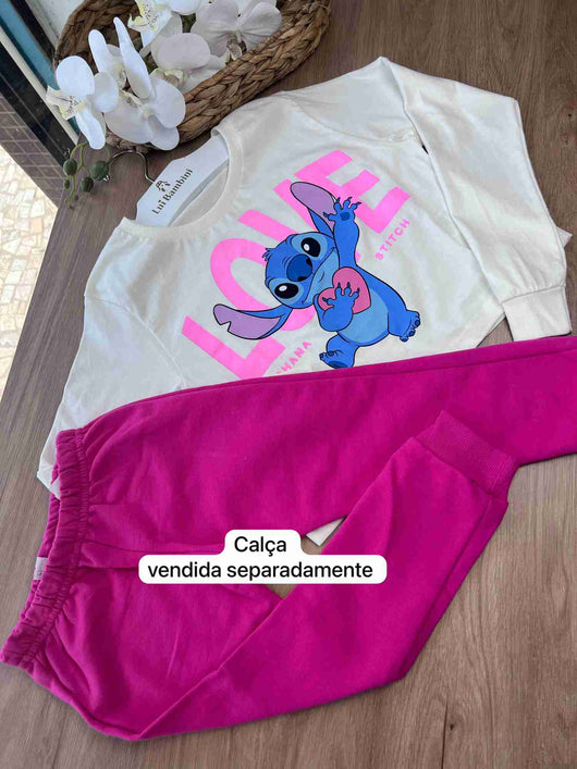 BLUSA MANGA LONGA STITCH LOVE MENINA FAKINI