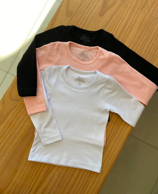 BLUSA MANGA LONGA LISA MENINA BICHO BAGUNÇA