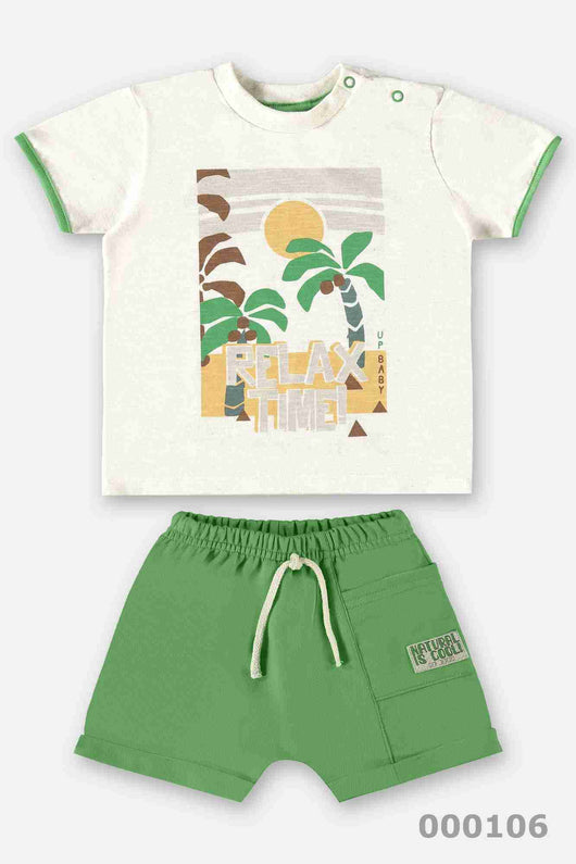 CONJUNTO CAMISETA MANGA CURTA E BERMUDA RELAX TIME COQUEIROS MENINO UP BABY PRO30