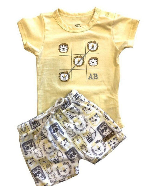 CONJUNTO BODY MANGA CURTA BERMUDA LEAO MENINO ANJOS BABY 45PRO60