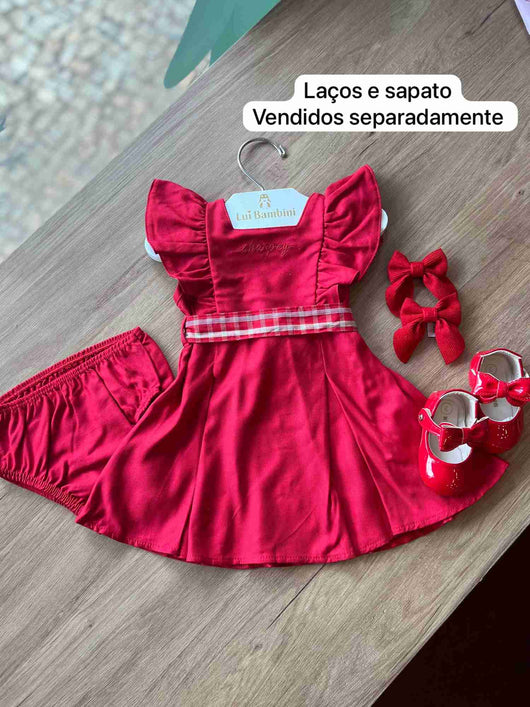 CONJUNTO MANGA CURTA VESTIDO MANGA CURTA CALCINHA EM TECIDO PLANO MENINA CHARPEY