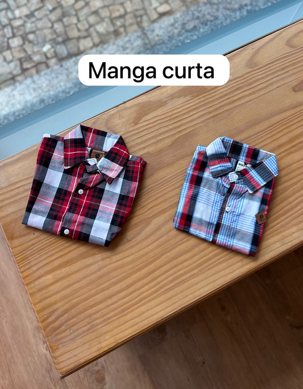 CAMISA XADREZ MANGA CURTA QUADRICULADA UNISSEX LUI BAMBINI