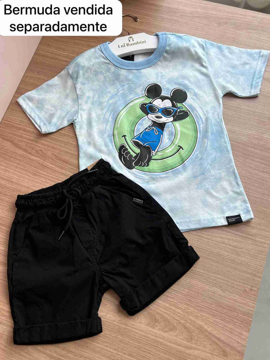 CAMISETA MANGA CURTA MICKEY MOUSE PRAIA TRANQUILO MENINO YOUCCIE