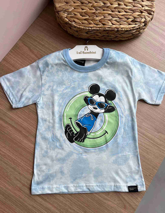 CAMISETA MANGA CURTA MICKEY MOUSE PRAIA TRANQUILO MENINO YOUCCIE