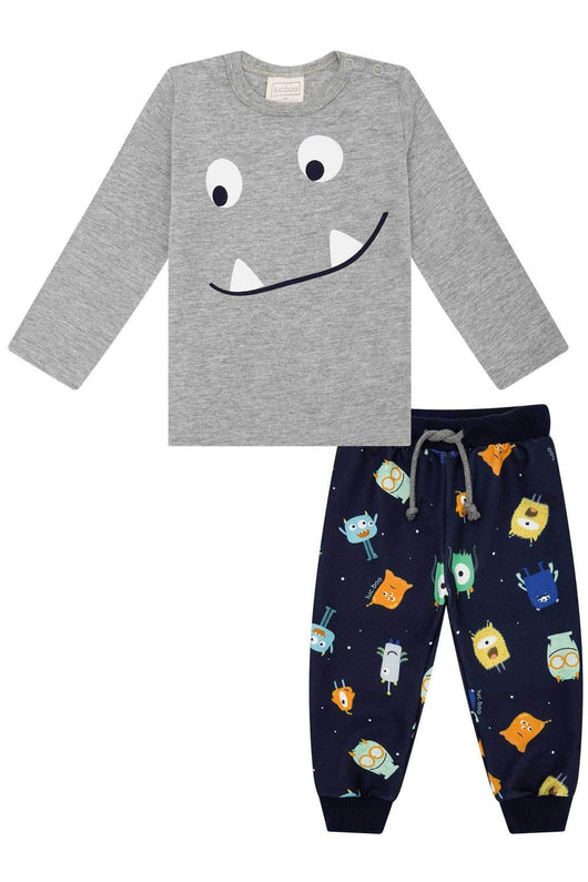 CONJUNTO CAMISETA MANGA LONGA E CALCA MONSTRINHOS MENINO LUC BOO PRO45