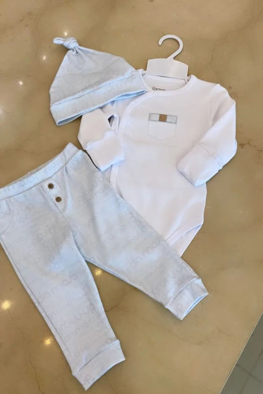 CONJUNTO BODY MANGA LONGA COM TOUCA E CALÇA OFF SHORE MENINO GROW UP PRO45