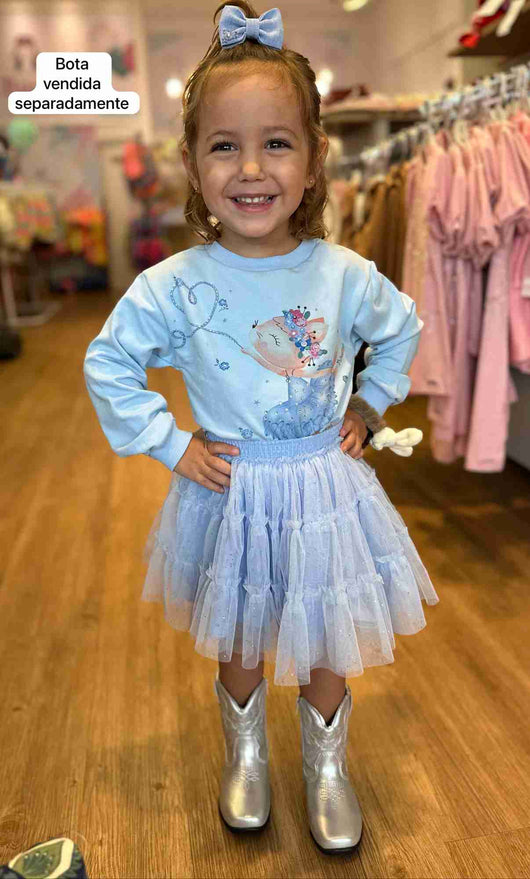 CONJUNTO ML TULE URSO BALLERINE E CALÇA MENINA PETIT CHERIE
