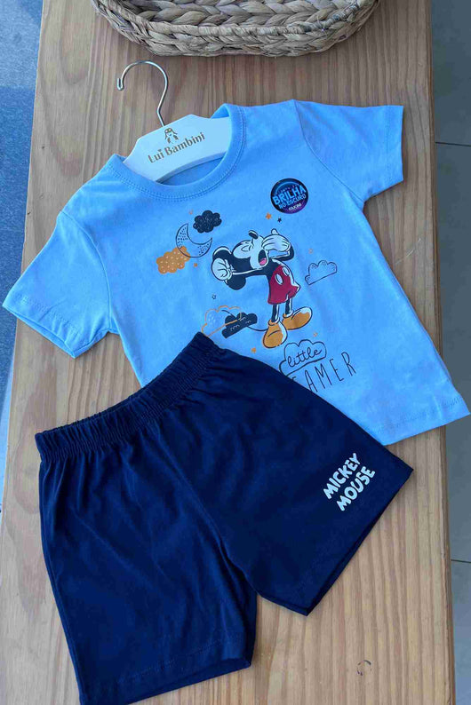 CONJUNTO PIJAMA MANGA CURTA MICKEY MOUSE SLEEP E BERMUDA MENINO FAKINI