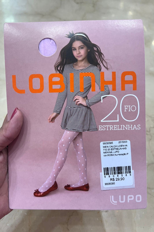 MEIA CALÇA LOBINHA FIO 20 ESTRELINHAS MENINA LUPO