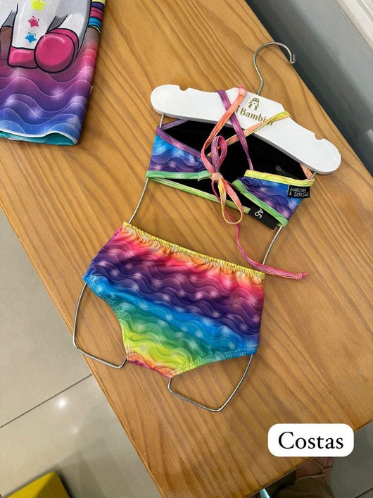 CONJUNTO BIQUINI ALCA ARCO IRIS COM CALCINHA UV50+ MENINA MARUJOS E SEREIAS PRO40