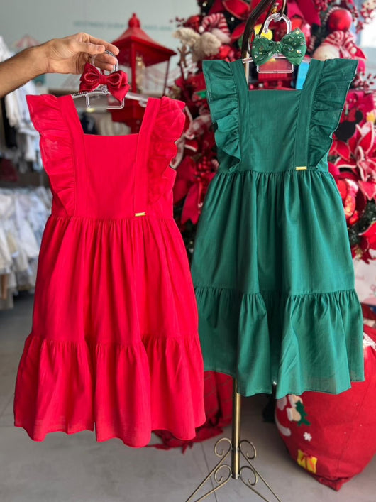 VESTIDO REGATA BABADO NATAL MENINA MON BELL
