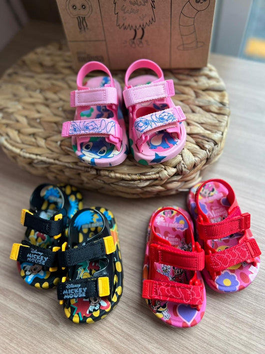 SANDÁLIA FECHO VELCRO DUPLO MIX DISNEY STITCH MENINA MINI MELISSA
