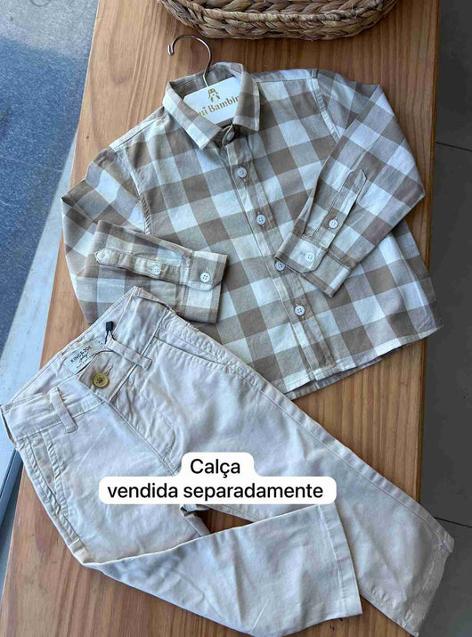 CAMISA MANGA LONGA XADREZ BOTÕES MENINO KING&JOE