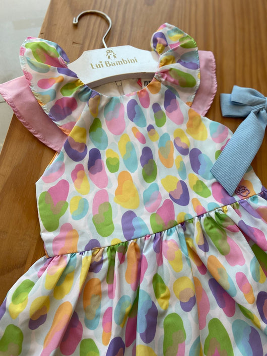 VESTIDO MANGA CURTA COM SOBREPOSICAO EM AQUARELA E ZIPER MENINA MON SUCRE 45PRO50+
