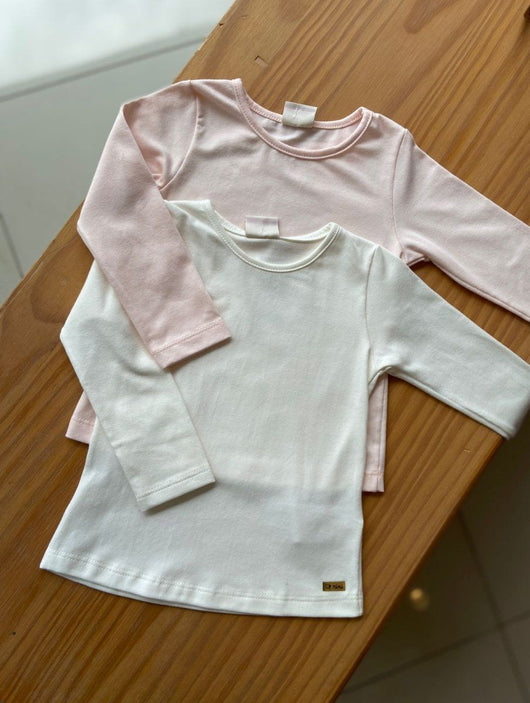 BLUSA MANGA LONGA EM MALHA LISA MENINA NINI E BAMBINI