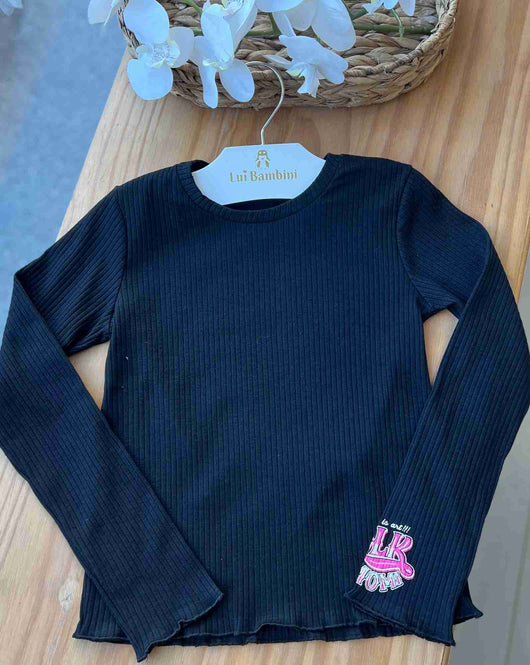 BLUSA MANGA LONGA CANELADA FOLK MENINA MOMI 45PRO50+