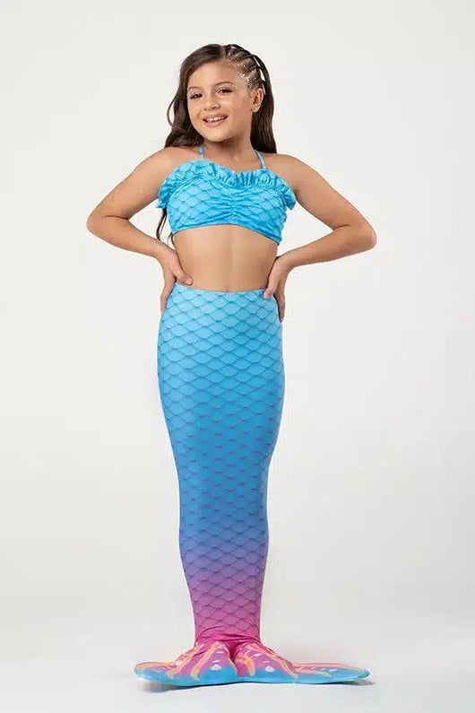CONJUNTO BIQUINI CALCINHA E CAUDA SEREIA COM BABADO UV50+ MENINA LUI BAMBINI