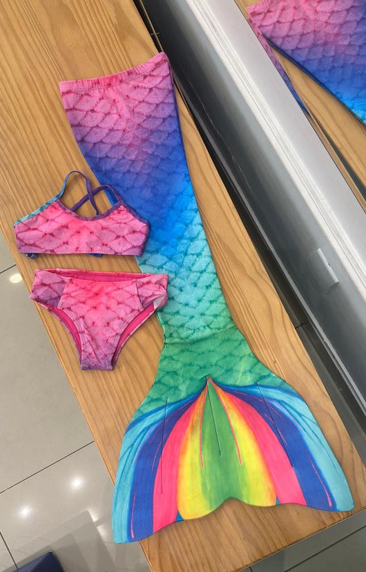 CONJUNTO BIQUINI CALCINHA E CAUDA SEREIA COM BABADO UV50+ MENINA LUI BAMBINI