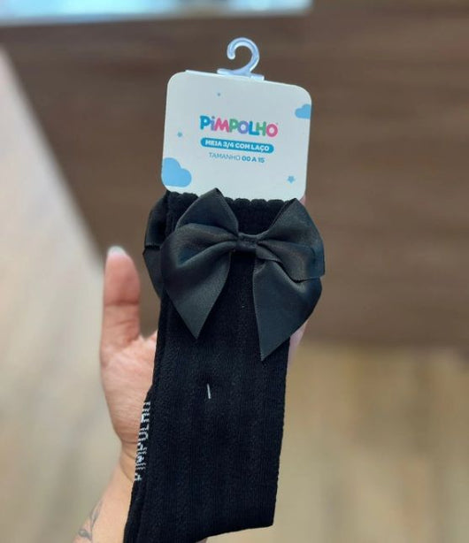 MEIA 3/4 COM LAÇO MALHA TRABALHADA MENINA PIMPOLHO