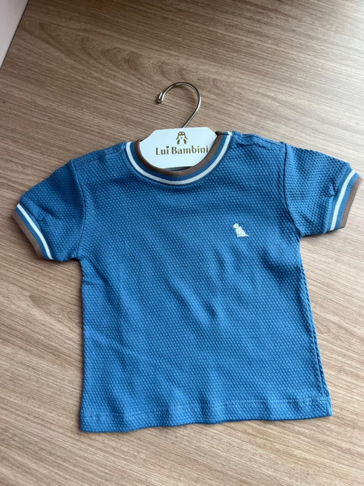 CAMISETA MANGA CURTA TEXTURIZADA GOLA CONTRASTE MENINO QUIMBY