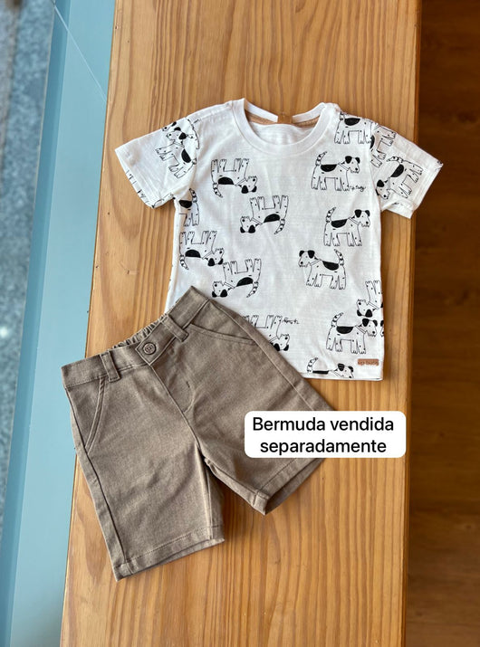 CAMISETA MANGA CURTA MALHA FLAMÊ CACHORRINHOS MENINO UP BABY 20PRO50